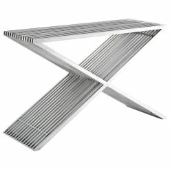 Buy 👍 LexMod Press Stainless Steel Console Table, Silver ⌛