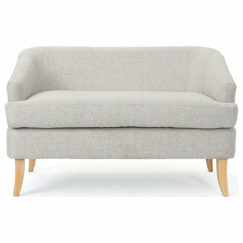 Promo 👏 GDFStudio GDF Studio Shelby Mid Century Modern Fabric Loveseat, Beige 🎁