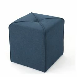 Discount 🎁 GDFStudio GDF Studio Tammy Fabric Square Ottoman, Navy Blue 🤩