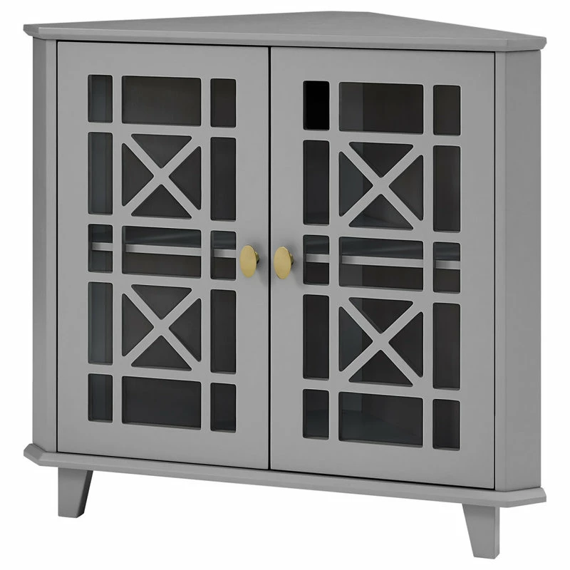 Discount โ Walker Edison Gwen Fretwork Corner Accent Cabinet - Grey ๐คฉ - Image 3