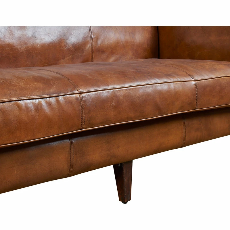 Best deal 😍 Crafters And Weavers Top Grain Vintage Leather Kenmore Sofa, Light Brown 😀 - Image 4