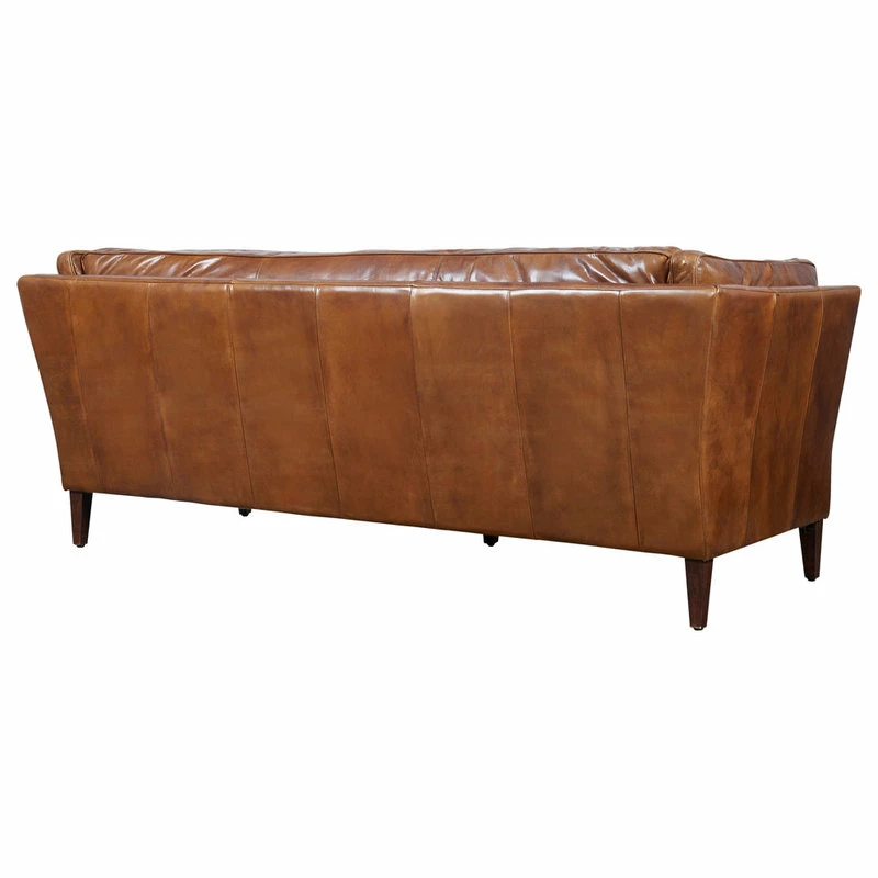 Best deal 😍 Crafters And Weavers Top Grain Vintage Leather Kenmore Sofa, Light Brown 😀 - Image 5