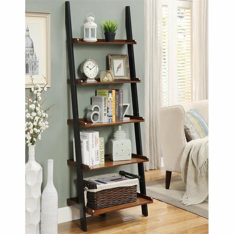 Cheap ๐ฅฐ Convenience Concepts French Country Bookshelf Ladder In Dark Brown Walnut Wood ๐ - Image 2