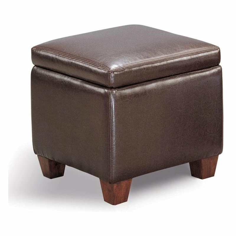 Deals 🥰 Coaster Home Furnishings Coaster Casual Faux Leather Storage Cube Ottoman, Brown 🎁 - Image 2