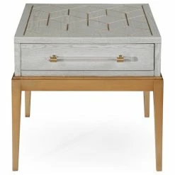 Buy 🎉 BASSETT MIRROR CO. Bassett Mirror Perrine Rectangle End Table In Soft Graphite 2430-LR-200EC 🔔