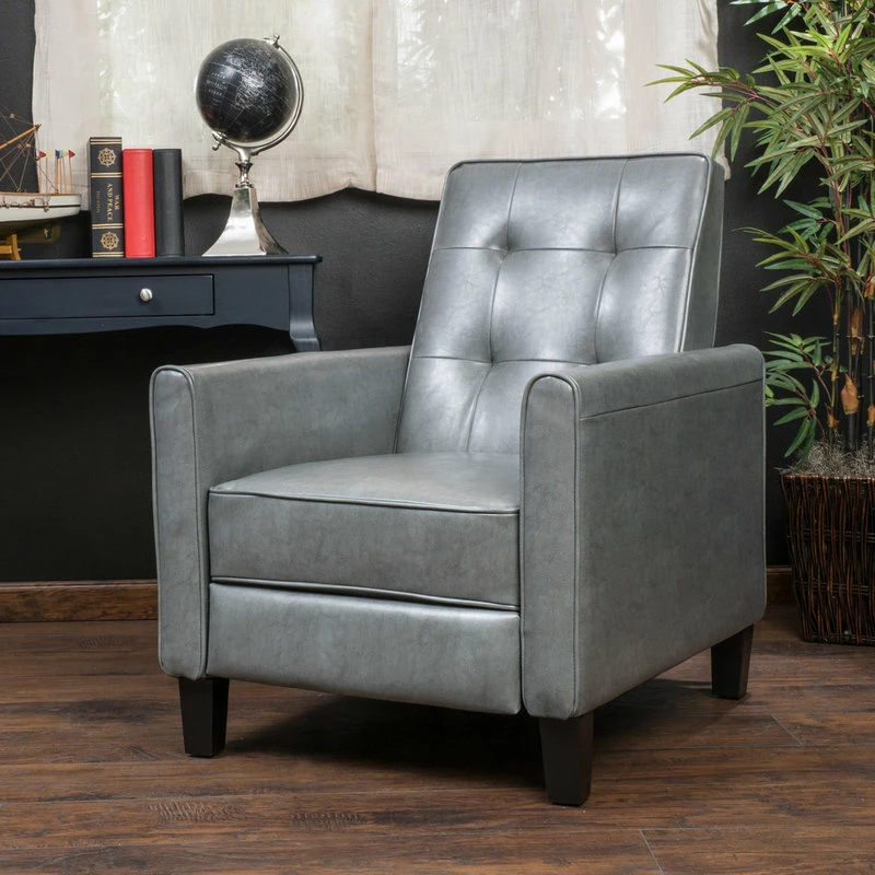 Cheap ❤️ GDFStudio GDF Studio Elan Tufted Bonded Leather Recliner Chair, Dark Gray ✨ - Image 2