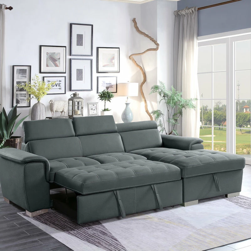 Outlet 𧨠Lexicon Home Elenor 2-Piece Set Sectional Sofa With Pull-Out Bed And Storage, Gray π - Image 4
