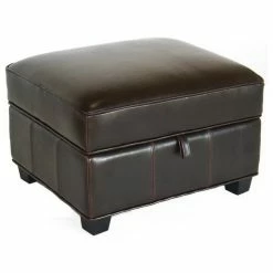Cheapest 💯 Baxton Studio Agustus Brown Leather Storage Ottoman 🎁