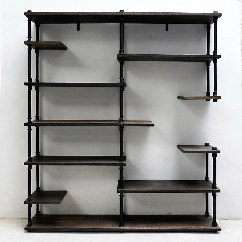 Flash Sale 🎁 Furniture Pipeline Nashville Industrial Mid-Century Etagere Bookcase,Black Metals & Espresso Wood 🛒 - Image 2