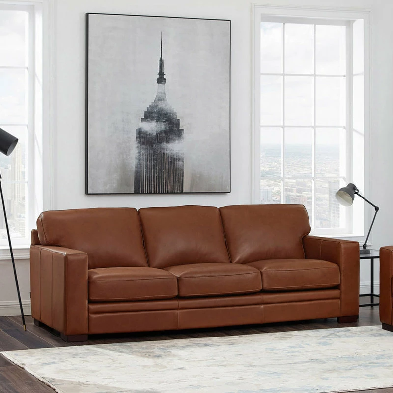 Flash Sale ๐ Hydeline USA Hydeline Dillon Top Grain Leather Sofa Collection, Cinnamon Brown, Sofa ๐ฅฐ - Image 4
