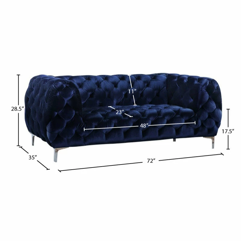 Wholesale ✔️ Meridian Furniture Mercer Navy Velvet Loveseat ✨ - Image 4
