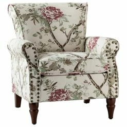 New 🎁 Karat Home Wooden Upholstered Armchair, Floral 🎁