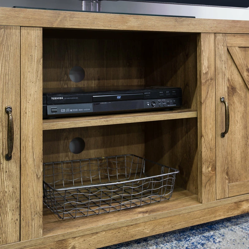 Outlet ๐ Walker Edison 58" Farmhouse TV Stand With Barn Door Side Doors, Barnwood ๐ฏ - Image 4