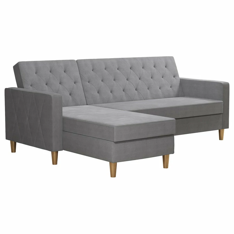 Hot Sale ⭐ Brimfield & May CosmoLiving By Cosmopolitan Liberty Sectional/Futon, Light Gray Chenille 😍