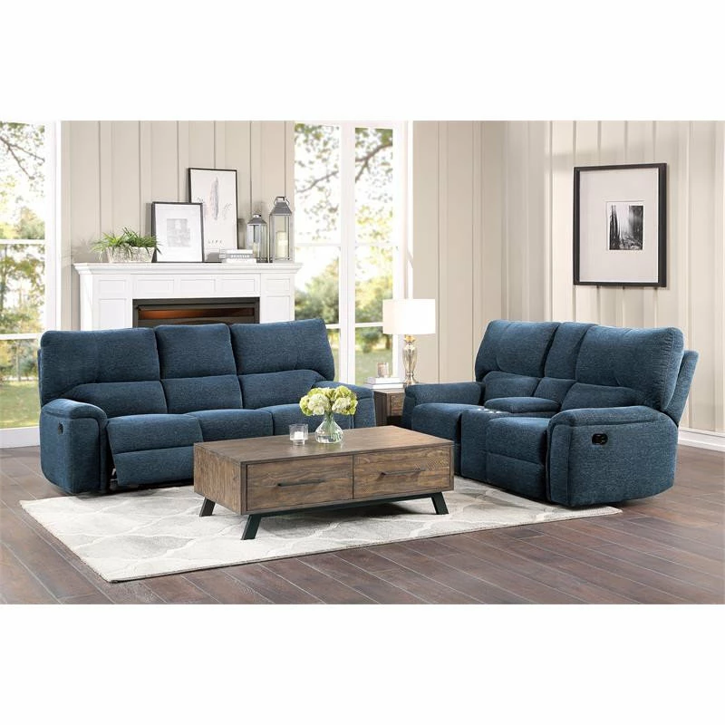 Outlet ๐ Domain Industries Inc. Lexicon Dickinson Chenille Double Reclining Sofa In Indigo ๐ - Image 2