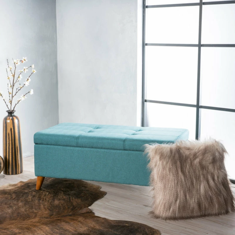 Brand new ๐ GDFStudio GDF Studio Etoney Fabric Storage Ottoman, Teal ๐ - Image 2