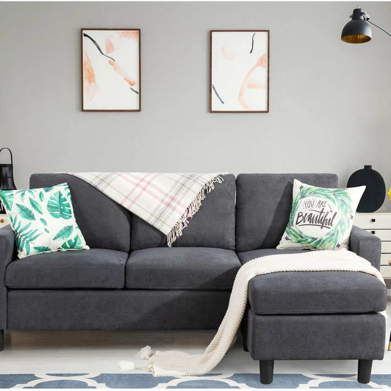 Brand new ๐ Decor Love Modern Sectional Sofa, Linen Upholstery & Reversible Chaise Lounge, Grey ๐ฅ - Image 2