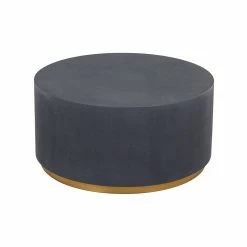 Cheapest 🥰 Homary Industrial Coffee Table Round Cement Coffee Table, Deep Gray 👏