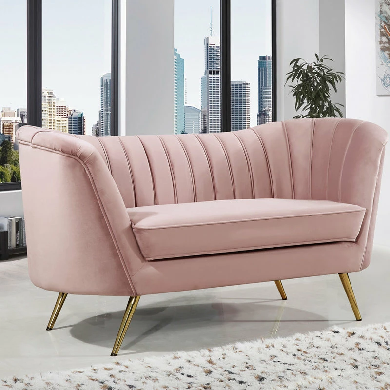 Best deal ๐งจ Meridian Furniture Margo Velvet Loveseat, Pink ๐ - Image 2