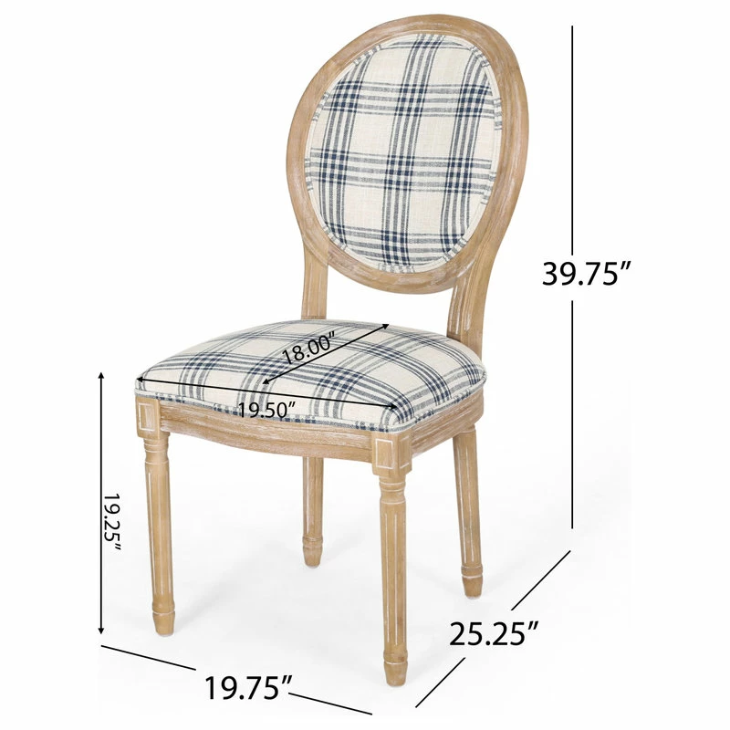 Best deal ๐ฅ GDFStudio Lariya French Country Fabric Dining Chairs (Set Of 2), Dark Blue Plaid + Natural ๐ - Image 4