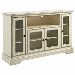 Cheap ✔️ Walker Edison Furniture Company 52" Wood Highboy TV Media Stand Storage Console, Antique White 🧨