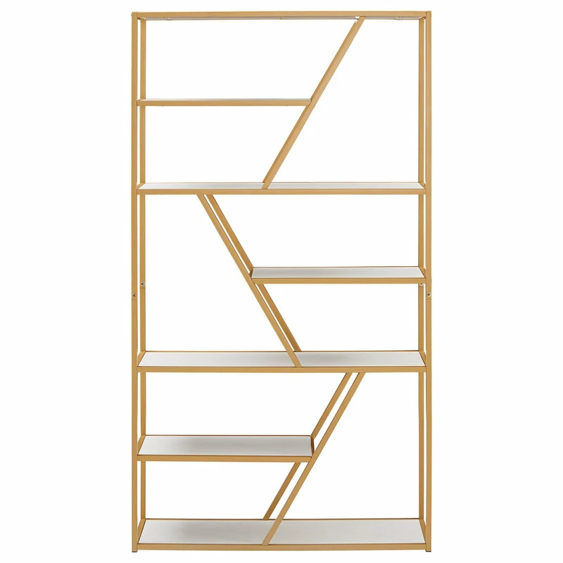 Deals 🤩 Inspire Q Marina Geometric Gold Finish Powder 🧥 Coat Metal Bookcase ⌛ - Image 2