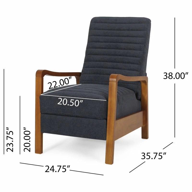 Best Sale ๐ GDFStudio Neihart Channel Stitch Pushback Recliner, Charcoal And Teak, Fabric โค๏ธ - Image 6