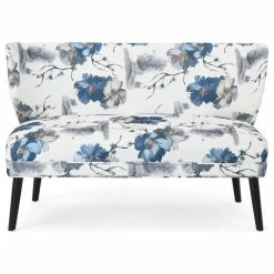 Coupon ⌛ GDFStudio GDF Studio Dumont Modern Farmhouse Fabric Settee, Print/Matte Black ✨