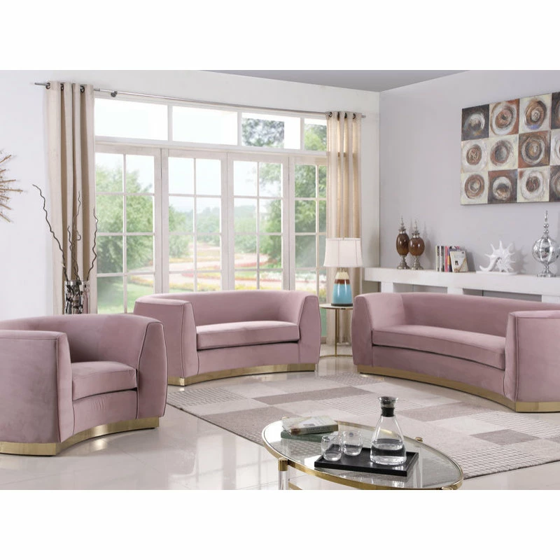 Buy ๐คฉ Meridian Furniture Julian Velvet Sofa, Pink, Gold Base โ - Image 6