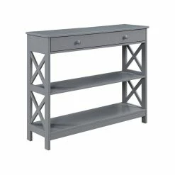 Promo 😍 Convenience Concepts Oxford One-Drawer Console Table In Gray Wood Finish 🎉