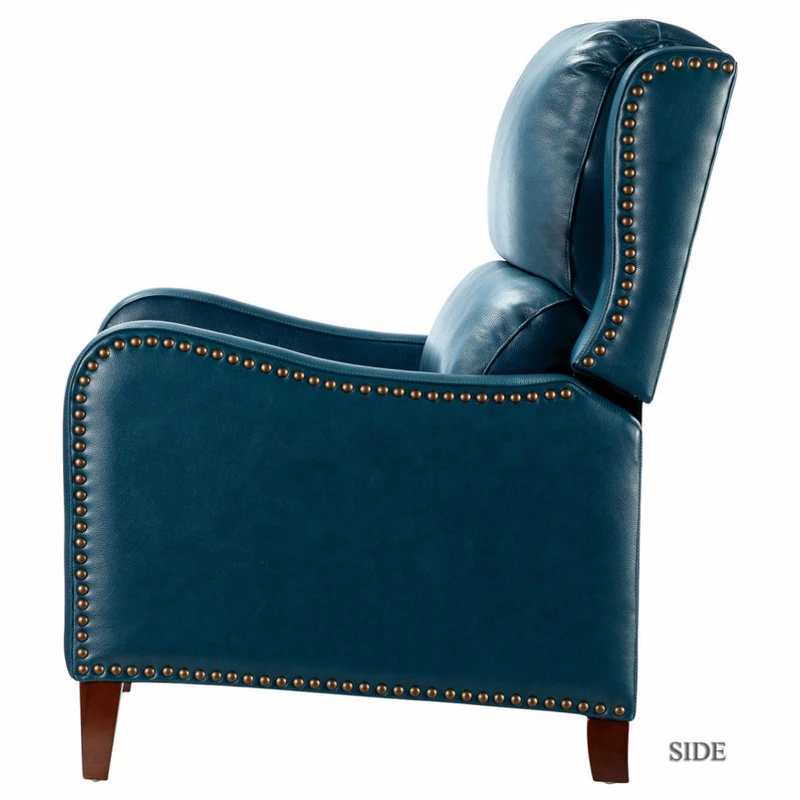 Promo 🛒 Karat Home Genuine Leather Cigar Recliner With Wingback, Turquoise 😍 - Image 3