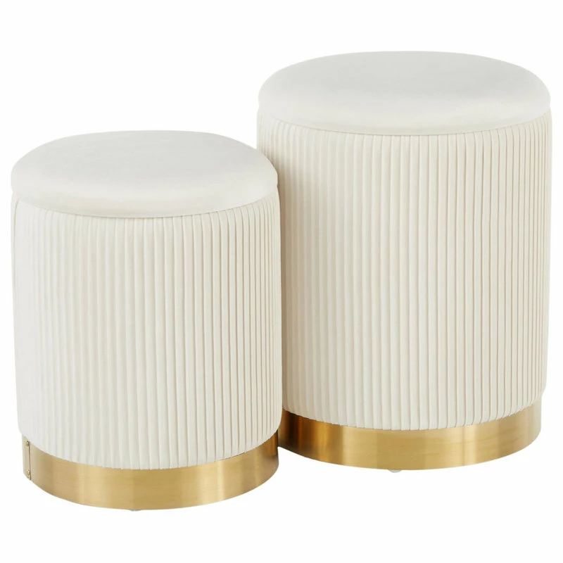 Buy ๐ Lumisource Marla Gold And Cream Nesting Pleated Ottoman Set OT-MARLA PLT VCR ๐