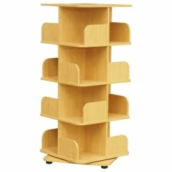 Hot Sale โ๏ธ Pilaster Designs Oneonta Revolving Bookcase Tower Display Unit, Wood, Natural, 4 Tier ๐