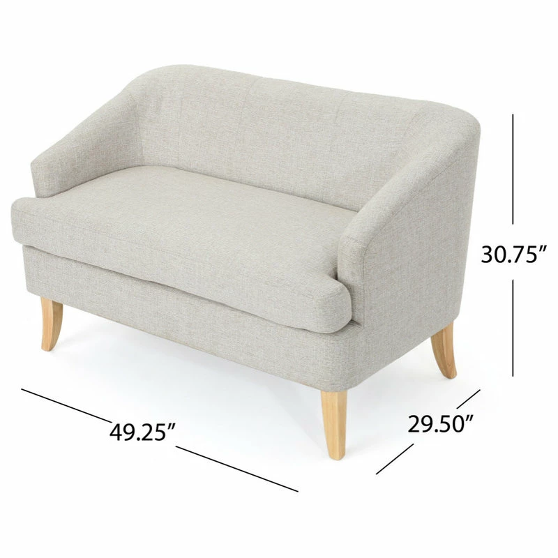 Promo 👏 GDFStudio GDF Studio Shelby Mid Century Modern Fabric Loveseat, Beige 🎁 - Image 3