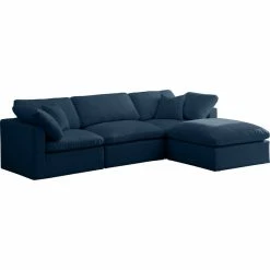 Coupon 🌟 Meridian Furniture Plush Cloud-Like Comfort Modular 4-Seat Sectional And Ottoman, Navy, Seating 😀