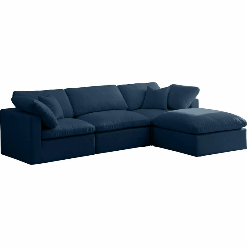 Coupon 🌟 Meridian Furniture Plush Cloud-Like Comfort Modular 4-Seat Sectional And Ottoman, Navy, Seating 😀