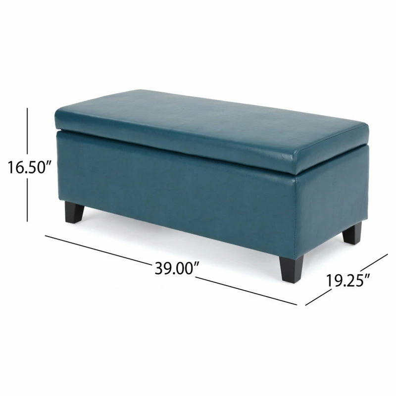 Wholesale โญ GDFStudio GDF Studio Breanna Contemporary Storage Ottoman, Teal Leather ๐ - Image 4