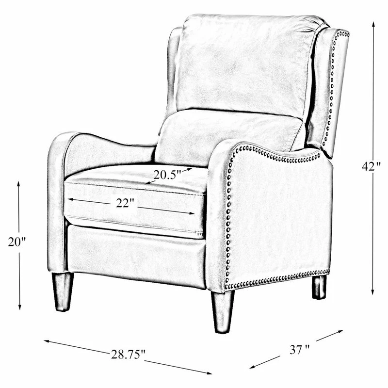 Promo 🛒 Karat Home Genuine Leather Cigar Recliner With Wingback, Turquoise 😍 - Image 10