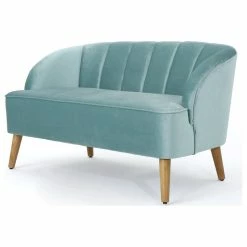 Deals 😀 GDFStudio GDF Studio Scarlett Modern New Velvet Sofa, Seafoam Blue 🛒