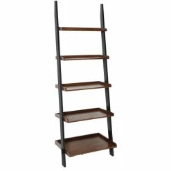 Cheap 🥰 Convenience Concepts French Country Bookshelf Ladder In Dark Brown Walnut Wood 🌟