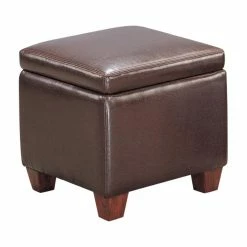 Deals 🥰 Coaster Home Furnishings Coaster Casual Faux Leather Storage Cube Ottoman, Brown 🎁