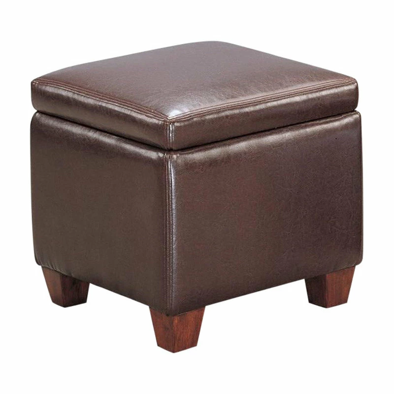 Deals 🥰 Coaster Home Furnishings Coaster Casual Faux Leather Storage Cube Ottoman, Brown 🎁