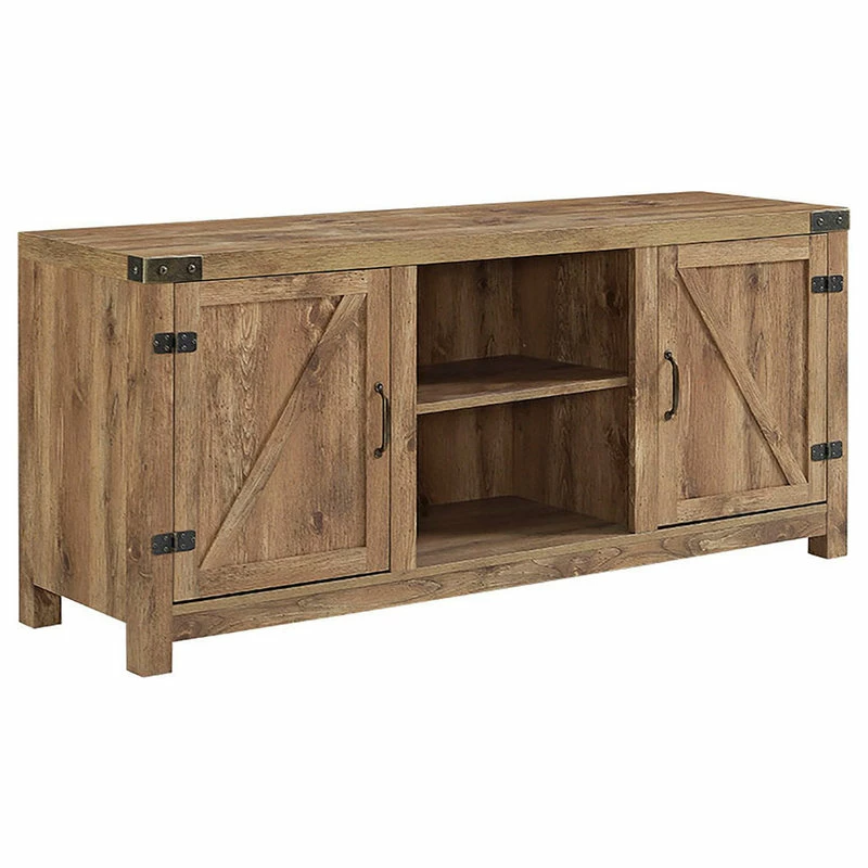 Outlet ๐ Walker Edison 58" Farmhouse TV Stand With Barn Door Side Doors, Barnwood ๐ฏ