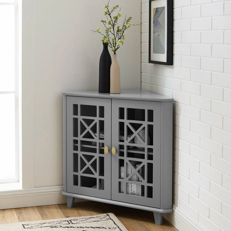 Discount โ Walker Edison Gwen Fretwork Corner Accent Cabinet - Grey ๐คฉ - Image 8
