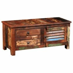 Hot Sale 🔔 Vida XL LLC VidaXL Solid Wood Reclaimed TV Hi-Fi Cabinet Side Cabinet Bedside Drawer Chest 🌟