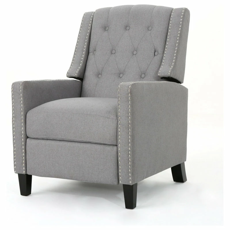 Coupon 🔔 GDFStudio GDF Studio Izaak Tufted Back Fabric Recliner Chair, Light Gray ⌛