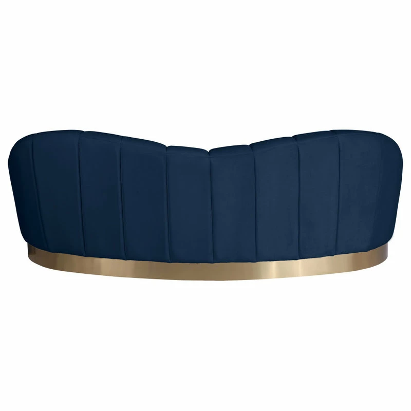 New โ Meridian Furniture Shelly Velvet Sofa With Brushed Gold Stainless Steel Base, Navy ๐ - Image 3
