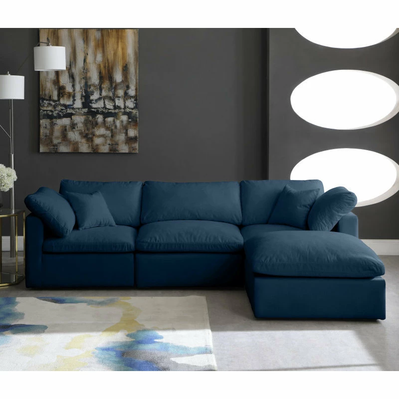 Coupon 🌟 Meridian Furniture Plush Cloud-Like Comfort Modular 4-Seat Sectional And Ottoman, Navy, Seating 😀 - Image 5
