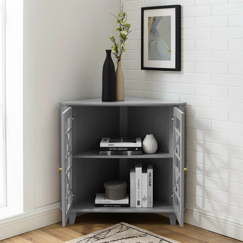 Discount โ Walker Edison Gwen Fretwork Corner Accent Cabinet - Grey ๐คฉ - Image 7
