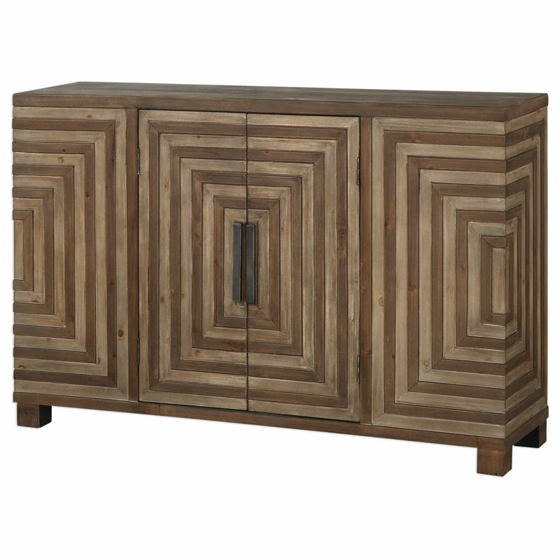 Wholesale 💯 Uttermost Midcentury Modern Pieced Wood Console Cabinet, Geometric Table Squares 🤩 - Image 4